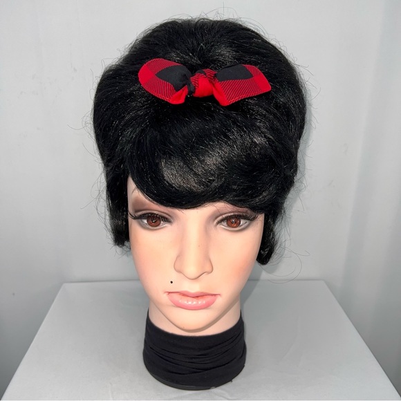 Red and Black Plaid Rockabilly Bandana Knotted Hair Bow - Picture 2 of 11